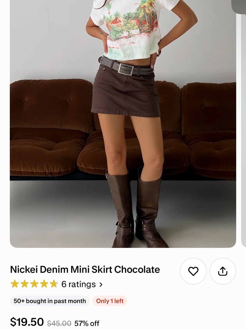 Princess Polly Chocolate Brown Denim Mini Skirt